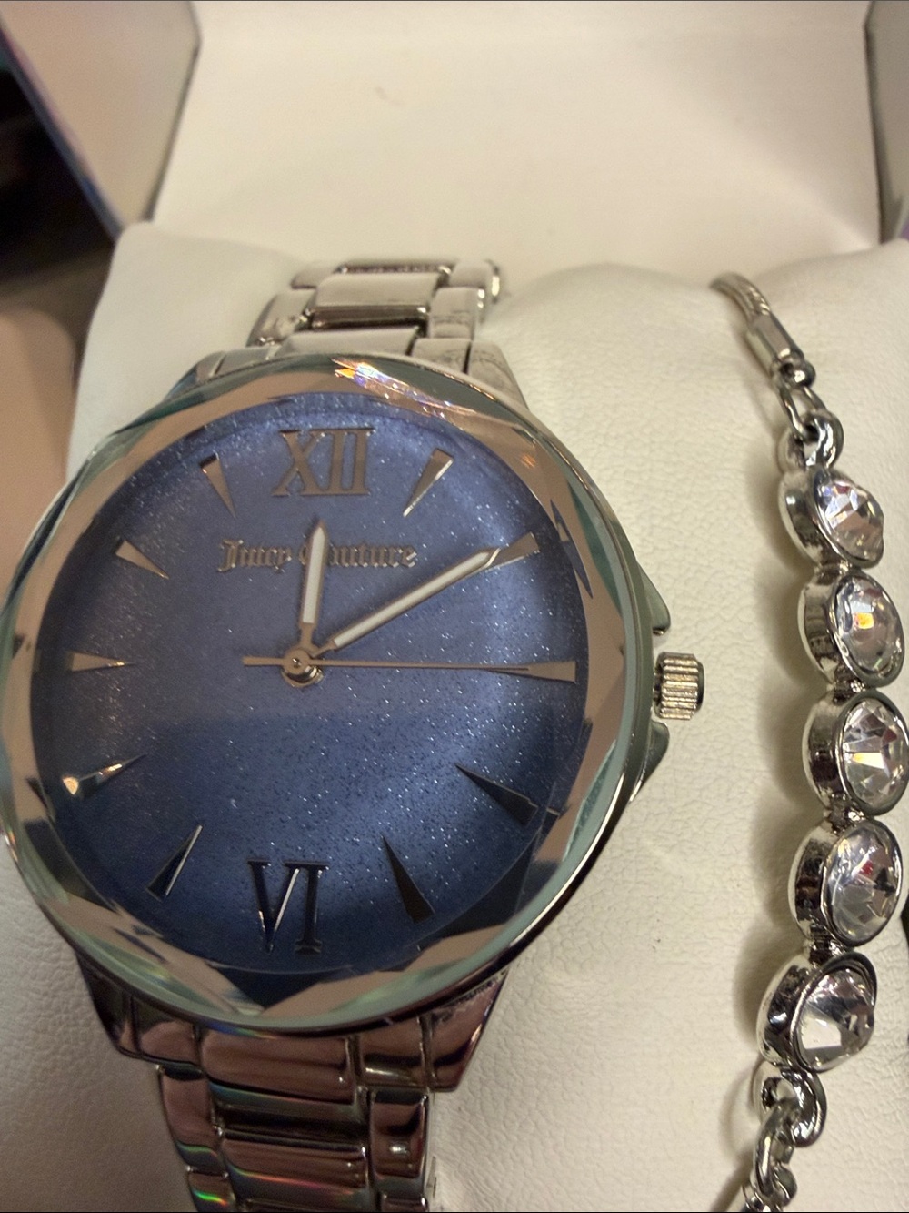Juicy Couture Silver Bracelet Watch with Blue Sparkle Dial with bracelet - Picture 3 of 4